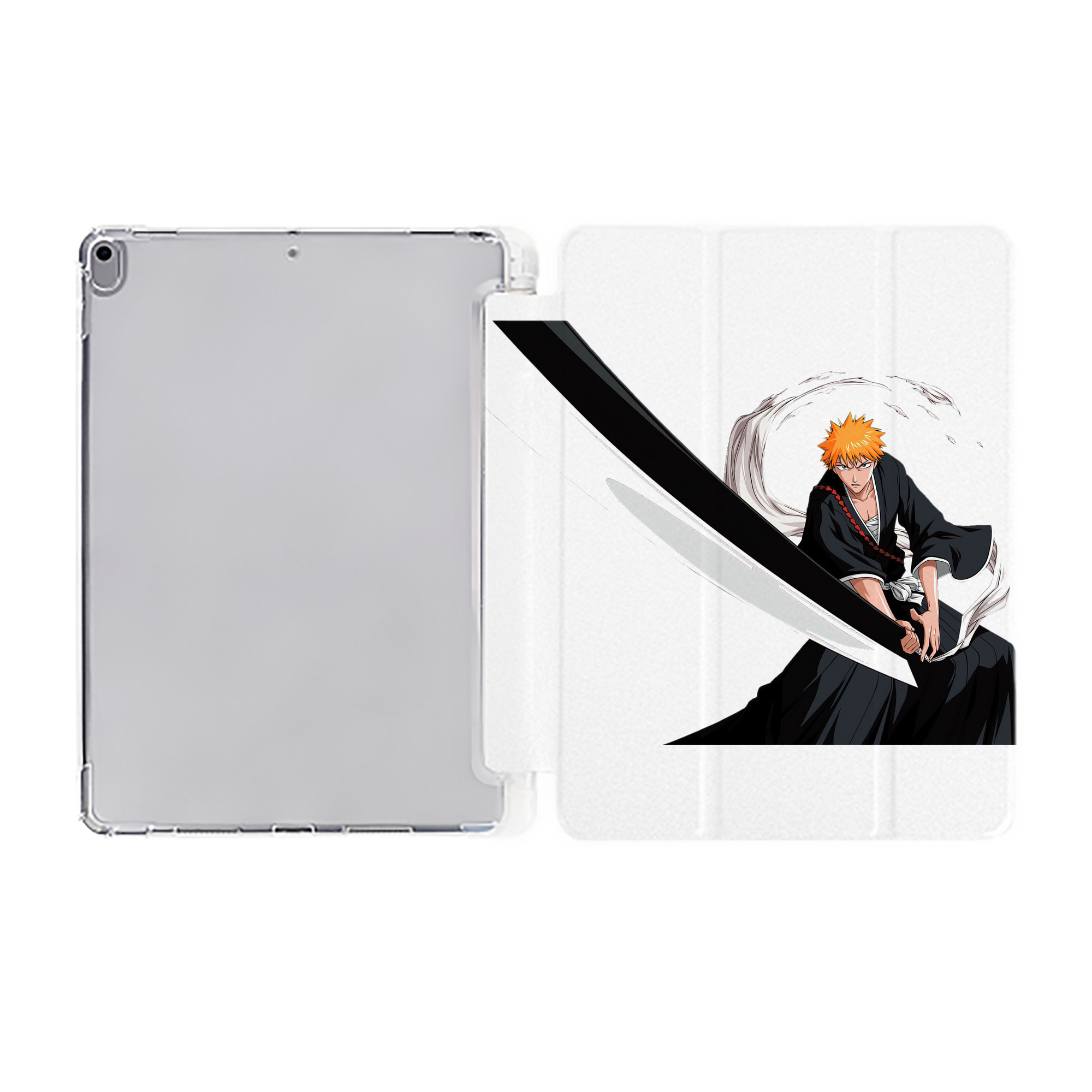 （画像用） ブリーチ 黒崎一護（くろさき いちご）BLEACH Kurosaki Ichigo IPad ケース ペン収納付き 三つ折りスタンド PUレザー×シリコン 対応機種9.5/10.5/10.9インチ